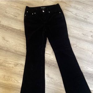Black velvet bootcut pants